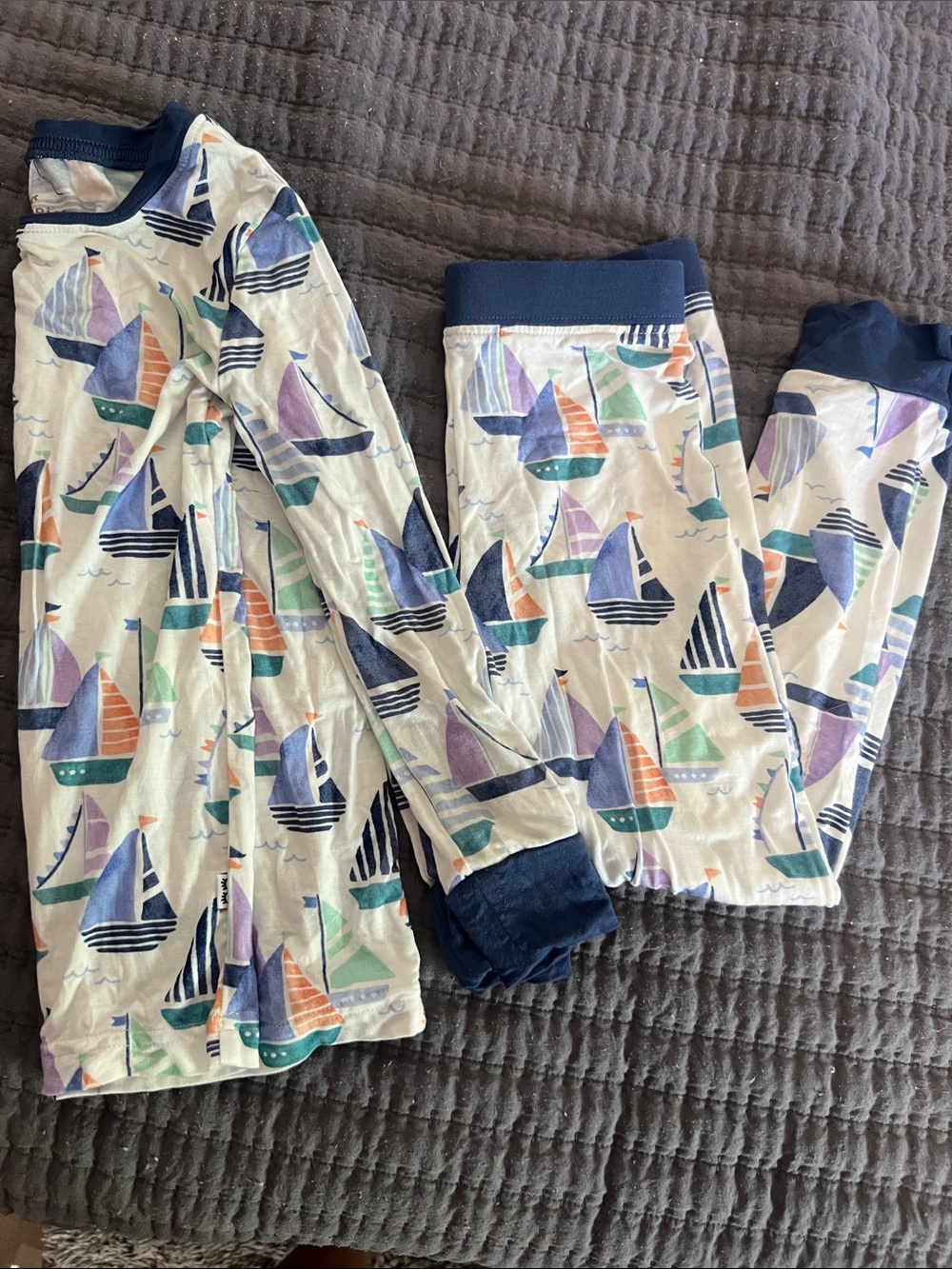 Little Sleepies Sailboat Print Pajama Set in Navy, Teal, Purple, Orange
